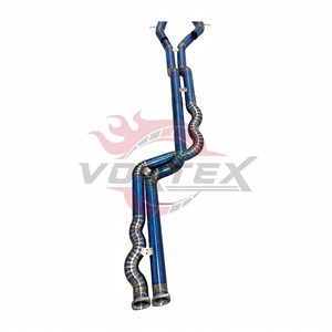Échappement Performance Vortex BMW M3 F80 M4 F82 - Système Catback Léger en Alliage de Titane GR1 avec X-Pipe et Embouts Bleus Brûlés 1.2mm - Product Image 2