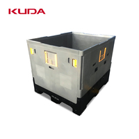 Palette en plastique KUDA 1210L-ZDKBX, type boîte, grande palette logistique en plastique, 1200x1000x975mm
