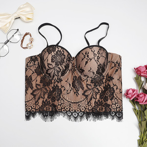 Top Corsetto in Pizzo Sexy Lingerie Bustier con Coppe per Feste in Discoteca Canotta da Donna con <span class=keywords><strong>Reggiseno</strong></span> Crop Top Push-up - Product Image 2