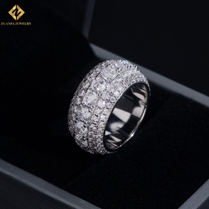 ZUANFA JEWELRY Moissanite Eternity Band <b>Ring</b> 925 Silver Rhodium Plated <b>Mens</b> Hip Hop Iced Out Luxury <b>Rings</b> - Product Image 2