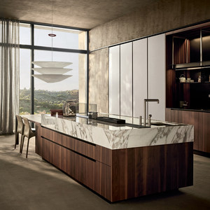 Gabinetes de Cocina Modulares de Lujo con Acabado Lacado de Alto Brillo, Diseño Personalizado, Juego Completo de Gabinetes de Cocina con <span class=keywords><strong>Isla</strong></span> para Villa - Product Image 5