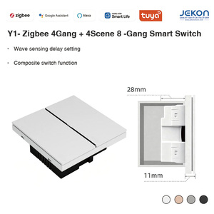 Interrupteur mural intelligent Y1 Tuya Zigbee 8 voies AC110V 250V, standard 86, quatre couleurs, contrôle vocal <span class=keywords><strong>Alexa</strong></span> Google Smart Life - Product Image 4