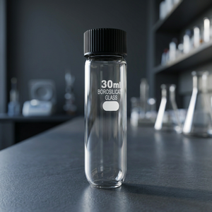 SAMCO LAB Tube en verre borosilicate de 30 ml avec bouchon noir, récipient de laboratoire transparent OEM - Product Image 4