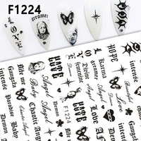 Autocollants pour ongles gothiques Dark Coquette, motifs 3D papillon, lettres, chat, fleurs, pour femmes, DIY nail art