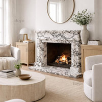 Ensemble de cheminée en marbre Calacatta Viola de style luxueux et naturel pour villa, salon, hôtel, décoration intérieure