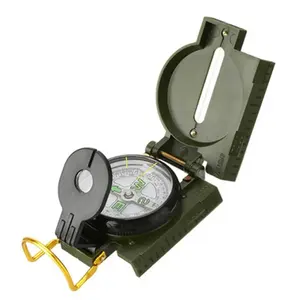 Aluminum Alloy N Folding Compass Scale Measuring Magnifying Glass Function Lanyard Outdoor Compass