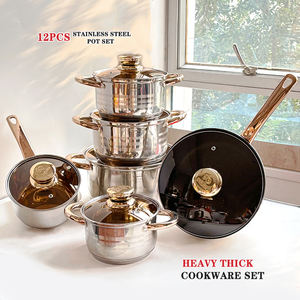 Keukenartikelenfabrikant Duits 12-delige RVS kookset inductie kookpot antiaanbak koekenpan kookpotten - Product Image 5