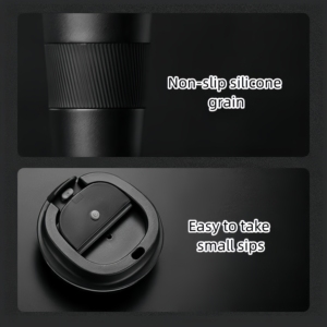Tasse à café isolée de 380ml tasse à café thermique à toit anti-déversement gobelet à café en acier inoxydable sous vide avec couvercle pour tasse de voyage réutilisable - Product Image 3
