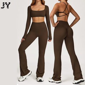 Joyoung Nieuw Ontwerp Groothandel Op Maat Hoge Kwaliteit Gerecycled Lange Mouwen <span class=keywords><strong>2</strong></span>-Delige Yoga Set Plus Size Gym Fitness Sets voor Vrouwen - Product Image 1