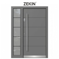 Porte d'entrée en aluminium ZEKIN, porte extérieure en métal pour villa, porte d'entrée moderne en aluminium pour maison, porte pivotante, serrure intelligente