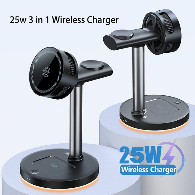 New QI2.2 25W Ice Magnetic Cooling Mobile Phone Wireless Charger Vertical Fast Charging ABS Material Phone Wireless Charger
