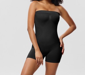 女性用薄手ボディスーツワンピースおなかコントロールバットリフターストラップレスシームレスな中太ももジャンプスーツトップス - Product Image 3