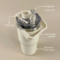 Gobelet isotherme en acier inoxydable 20oz/30oz avec couvercle à bec magnétique et ouverture directe pour voiture, sans BPA, maintien au chaud 6-12 heures