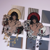 Pins de revers en métal personnalisés, design anime en émail dur, style vitrail, avec effet œil de chat, opale et poudre de perle, et pins en émail transparent et nacré