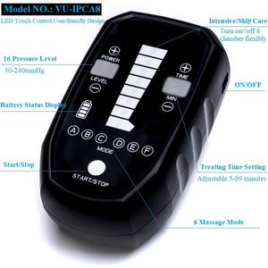 Hiển thị kỹ thuật số 8 buồng toàn diện không khí nén trị liệu cơ thể nén Máy massage cho chân, cánh tay và thắt lưng - Product Image 2