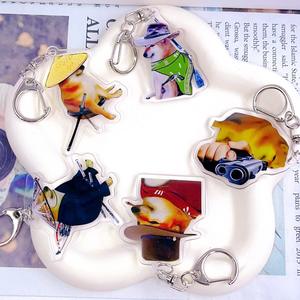 Yeni Kuso Akita köpek karikatür akrilik anahtarlık sevimli komik Funny köpek küçük kırmızı kitap sırt çantası kolye anahtarlık - Product Image 2