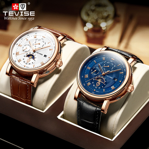 Montre en cuir mécanique multifonction à six aiguilles 30M Montre TEVISE étanche pour hommes - Product Image 1