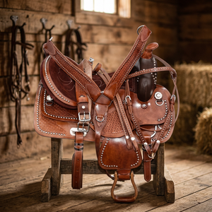 Silla de montar para carreras de caballos 100% cuero genuino, diseño personalizado, estructura de plástico, herrajes internacionales BS SUS304, modelo NA92 - Product Image 1