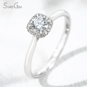 Anillo de Compromiso Clásico con Halo de Oro Blanco de 18K y Diamante Cultivado en Laboratorio de Corte Brillante Redondo de 0.39ct y 4.48mm, Color D, de Starsgem - Product Image 2