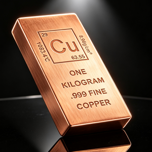 1kg .999 Fine <b>Copper</b> Bullion Bar Periodic Table Engraved Rectangle - Product Image 3