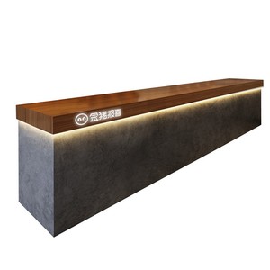 Modern Retro Wabi-Sabi Solid Wood Grain Reception Desk <b>Bar</b> <b>Tables</b> for Living Room Fitness Center Milk Tea Shop Cashier Counter B - Product Image 2