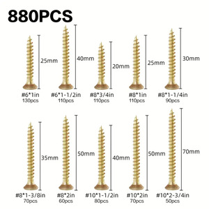 Color Zinc Self Tapping Screw 880Pcs Phillips Head Countersunk Drywall Screws Imperial Inch Grade A Carbon Steel - Product Image 4