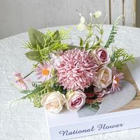 Bouquet de roses artificielles en soie, bouquet de fleurs mélangées pour centre de table, décoration de fête, décoration de mariage