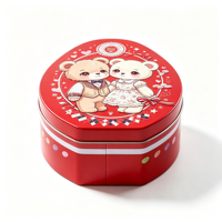 Boîte en étain ovale personnalisée pour la Saint-Valentin, avec motif d'ours en relief, recyclable, de qualité alimentaire, imprimée, pour bonbons, chocolat, cadeaux