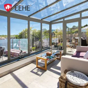 Salle de soleil de jardin extérieur à dessus inclinable avec lucarne automatique maison en verre en alliage d'aluminium Sunroom