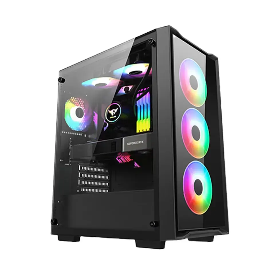 도매 공장 가격 ATX 미드 타워 컴퓨터 케이스 RGB 게임용 PC 케이스