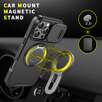 Coque pour iPhone 17 Pro Max avec fenêtre, magnétique, en TPU, support anneau, résistante aux chutes