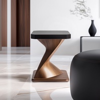 Table basse en bois massif de style italien, luxe léger, minimaliste, artistique et créative, pour salon et chambre, design carré haut de gamme