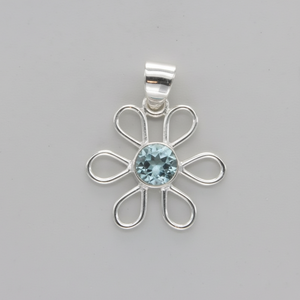 Colgante de Topacio azul brillante, joyería de plata de ley 925 sólida, de plata fina colgantes hechos a mano, joyería al por mayor para mujer - Product Image 1