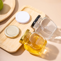 Bocaux de conservation alimentaire carrés en verre transparent de qualité supérieure 100 ml avec couvercles métalliques hermétiques à vis pour confiture, gelée, pouding