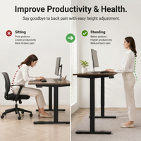 Bureau électrique ergonomique assis-debout pour étude de bureau à domicile Design moderne Table de bureau convertible motorisée à réglage de la hauteur