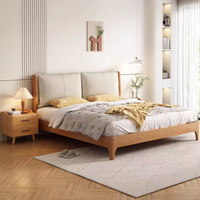 Lit en bois massif de style nordique moderne pour hôtel et maison, avec oreiller moelleux, en bois dur de haute qualité
