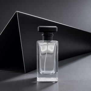 Luxury Rectangular Clear <b>Glass</b> Packaging Black Statement Cap Fine Mist Atomizer Thick Base Empty Perfume <b>Bottle</b> - Product Image 2