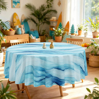 Nappe imprimée numérique motif vague océanique abstraite bleue, prix d'usine, pour maison moderne, vente en gros