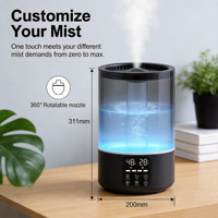 Humidificateur à ultrasons à grande capacité de 5 L, brume fraîche, désinfection, brume réglable silencieuse, écran tactile intelligent, lumière LED à changement de couleur