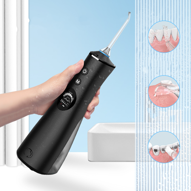 H2ofloss Dental Teeth Cleaning Smart Water Flosser Cordless Ipx7 Waterproof LCD Screen Oral Irrigator Water Flosser for Travel