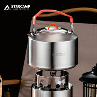 STARCAMP Ensemble d'ustensiles de cuisine en acier inoxydable 304 Bouilloire de pique-nique et de camping en plein air pour poêles à thé et à café pour le voyage