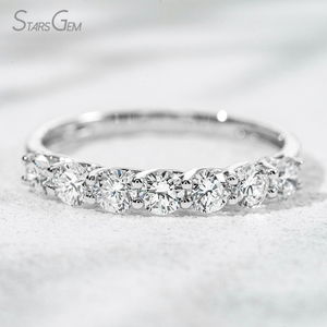 Starsgem Diamante Band Fine Jewelry Man Made Diamant Wedding ring Seven-princess 10K gold Lab Grown Diamond Band Rings - Product Image 4