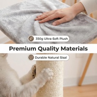 Arbre à chat d'intérieur personnalisé gris écologique, grand format, mignon, en panneaux de particules, 2 niveaux, 138 cm - Maison à gratter pour chat moderne et luxueuse