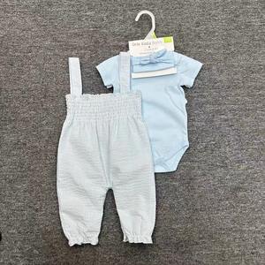 Conjunto de 3 Piezas de Overoles de Verano para Bebés y Niños, Estilo Moderno, Color Neutro, 100% Algodón, con Botones Ajustables - Product Image 3