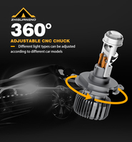 Projecteur LED Mini H4 pour phare de voiture H7 H11 9005 9006 12V 6000K avec ventilateur silencieux haute vitesse, dissipateur thermique en cuivre pur, IP68