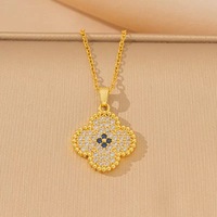 Ensemble de bijoux tendance 4 pièces trèfle fleuri 2026, plaqué or, alliage, zircon, collier, boucles d'oreilles, bracelet, bague, cadeau de mariage, fête nuptiale
