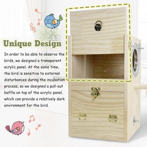 PARAKEET làm tổ hộp gỗ: Nhà giống vẹt, chim chuồng Phụ kiện cho budgie lồng, cockatiel, Finch, lovebirds, Conure - Product Image 3