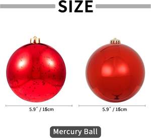 Bola de Navidad de plástico brillante de 4cm-20cm, Bola de Navidad de plástico brillante, bola de Navidad chapada brillante, adornos de árbol - Product Image 2
