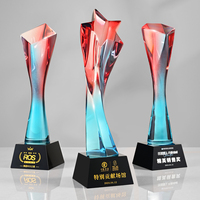 Trophée en verre cristal écologique personnalisé, imprimé UV, gravé au laser, design élégant haut de gamme, personnalisable, retraite