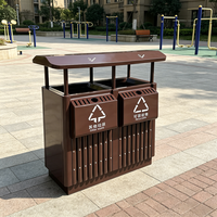 Poubelle de tri extérieure en acier à double compartiment, résistante aux intempéries, 2-en-1, pour collecte de déchets et de recyclage, idéale pour les zones communautaires et les zones touristiques